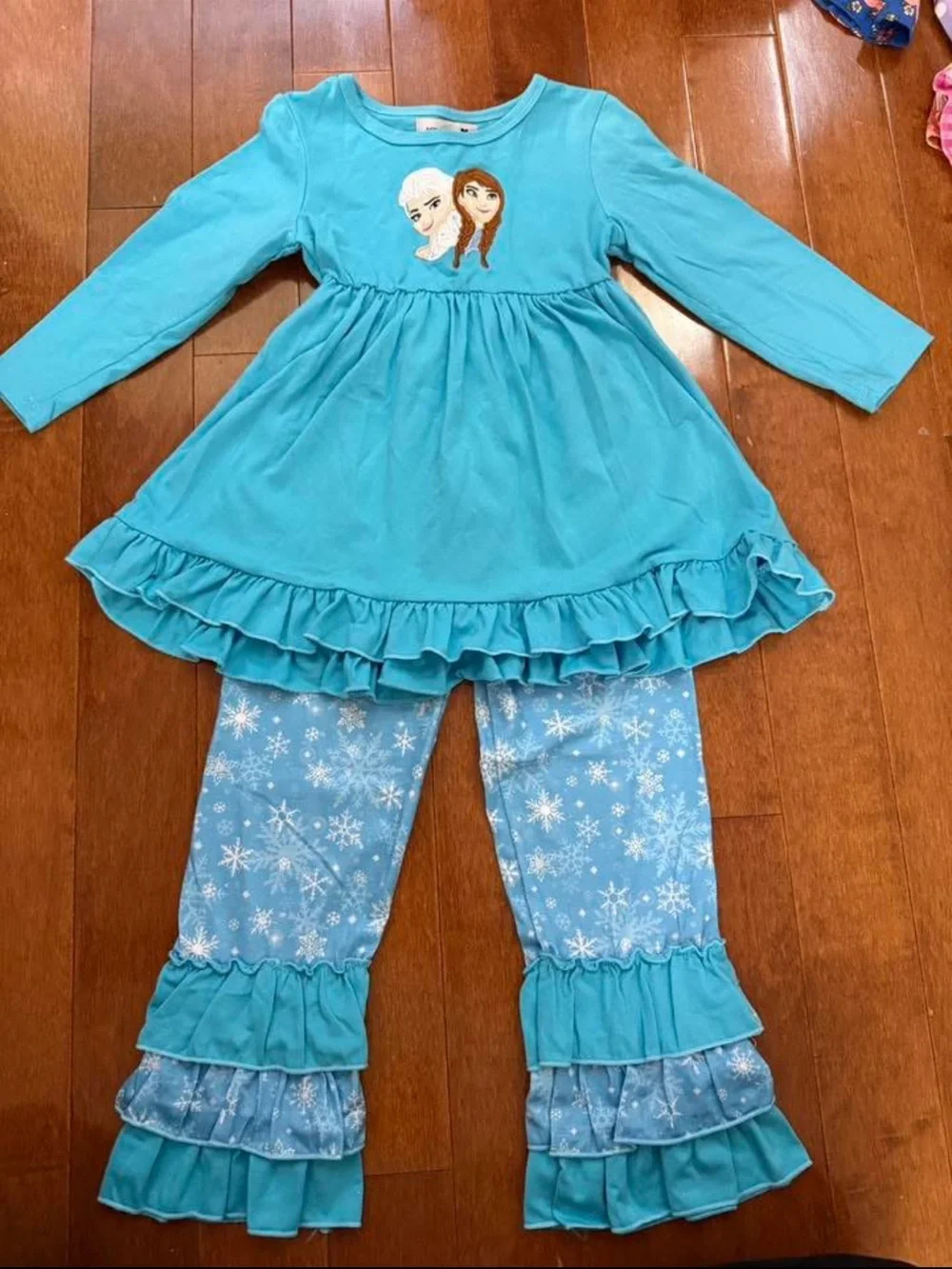 MK Boutique Turquoise Blue Frozen Character Ruffle Set